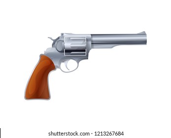 Old revolver vector over white
