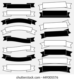 Old ribbon banner black and white vector