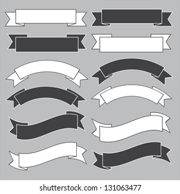 Old ribbon banner ,black and white.Illustration eps10