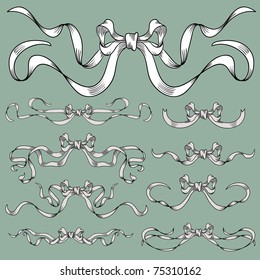 Old ribbon banner vector set for decoration and design