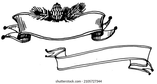 Old ribbon banner in vintage retro style for decoration, scrapbook and design in vector.