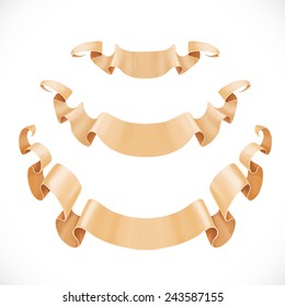 Old ribbon scrolls of parchment for your design isolated on a white background