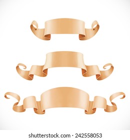 Old ribbon-banner scroll of parchment set for your design isolated on a white background