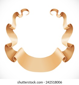 Old ribbon-banner scroll of parchment for your design isolated on a white background