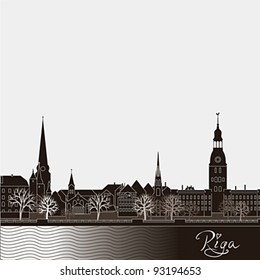 Old Riga classic wintertime view