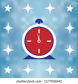 Old ringing alarm clock illustration in flat style. Wake up symbol.