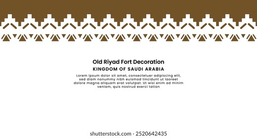 Antiga decoração do Forte de Riad: elementos arquitetônicos tradicionais sauditas - ilustração vetorial para projetos históricos de design de edifícios