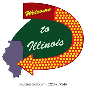 Old road sign Welcome to Illinois, constructed and styled fifties