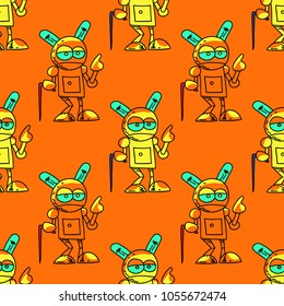 Old robot seamless pattern. Original design for print or digital media.