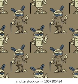 Old robot seamless pattern. Original design for print or digital media.