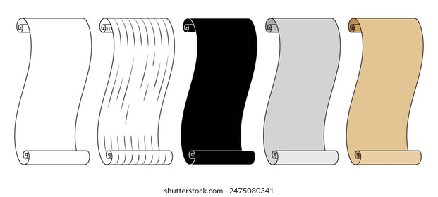Old roll parchment scroll sheet paper with different variations style