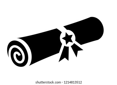 Old rolled certificate icon isolated on white background
