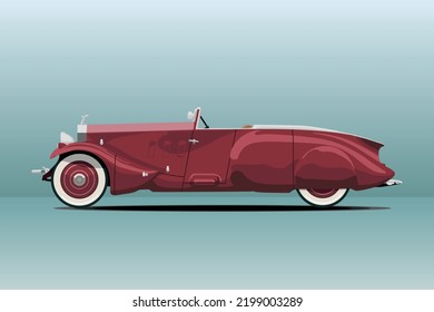 Old rolls royce car vector image. 1930 old car.