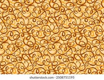 Velho romântico amarelo redondo giratório laço laço laço laço laço abertura de nó em creme de luz fond. Cinza pálido linear esboço desenho em arte retro curlicue rabiscar estilo clássico whorl deco