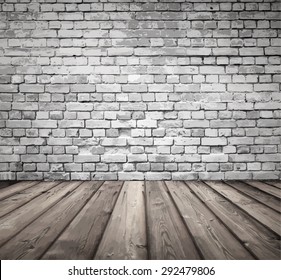 old room with brick wall, vintage background, vector