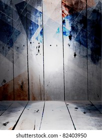 Old room, grunge interior vector background