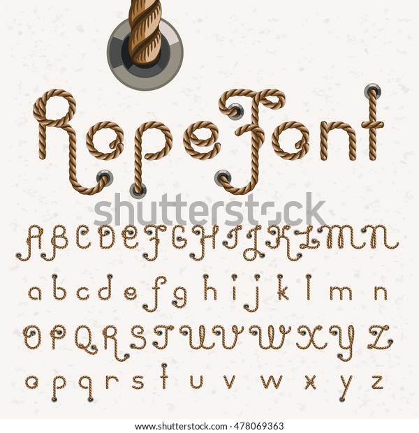 Old Rope Hand Drawn Alphabet Letters Stock Vector (Royalty Free ...