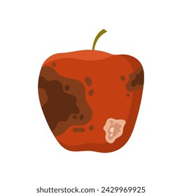 Fruta de manzana podrida. Mala comida poco saludable de la cocina, mohoso producto caducado ilustración vectorial de dibujos animados