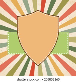 Old round retro vintage label on sunray background vector 