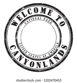 old rubber stamp "welcome to Canyonlands", vector illustration