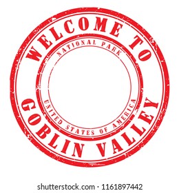 old rubber stamp "welcome to Goblin Valley", vector illustration