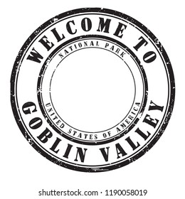 old rubber stamp "welcome to Goblin valley", vector illustration