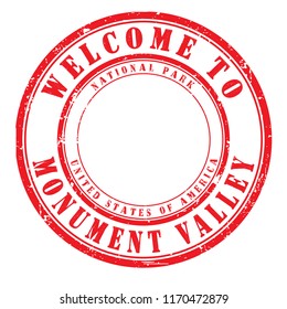 old rubber stamp "welcome to Monument Valley", vector illustration
