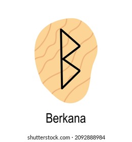 Old rune Berkana, ancient Scandinavian alphabet vector illustration, hand drawn typography, occult letters, mystical signs, esoteric concept