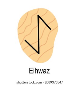 Old rune Eihwaz, ancient Scandinavian alphabet vector illustration, hand drawn typography, occult letters, mystical signs, esoteric concept