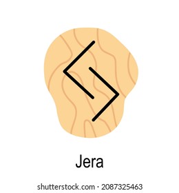 Old rune Jera, ancient Scandinavian alphabet vector illustration, hand drawn typography, occult letters, mystical signs, esoteric concept