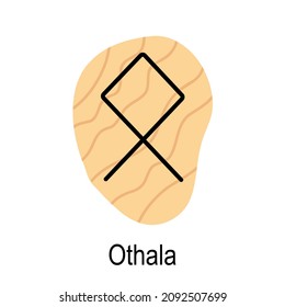 Old rune Othala, ancient Scandinavian alphabet vector illustration, hand drawn typography, occult letters, mystical signs, esoteric concept