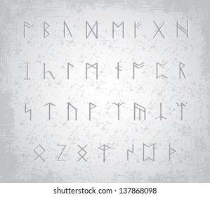 Old runes on stone table - illustration
