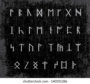 Old runes on stone table - illustration