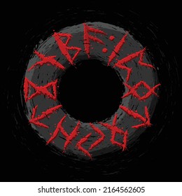 Old runic letters isolated on white background. Grunge ink blots Scandinavian and Icelandic symbols set