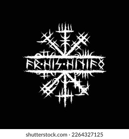 Old runic letters isolated on white background. Grunge ink blots Scandinavian and Icelandic symbols set