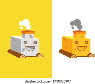 Old russian oven icon vector isolated on white and yellow background
