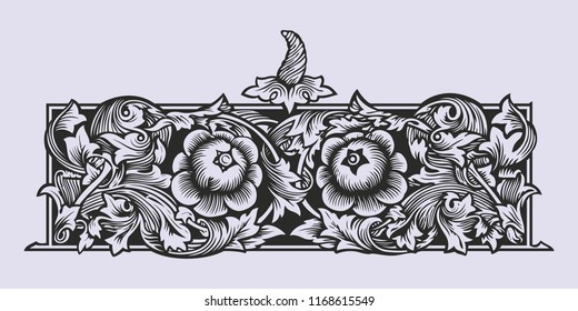 Old Russian pattern for book. Russian, Ukrainian, Belarussian pattern, traditional pattern with intricate knot ornament in flower style. Traditional illustration design with typography for printing.