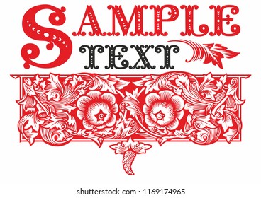 Old Russian pattern for book. Russian, Ukrainian, Belarussian pattern, traditional pattern with intricate knot ornament in flower style. Traditional illustration design with typography for printing.