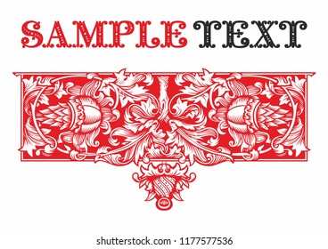 Old Russian pattern for book. Russian, Ukrainian, Belarussian pattern, traditional pattern with intricate knot ornament in flower style. Traditional illustration design with typography for printing.