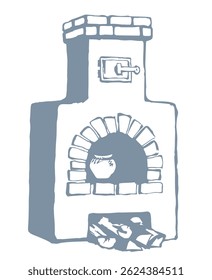 Old Russian stove. Vector drawing