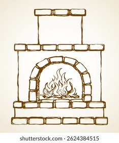 Old Russian stove. Vector drawing