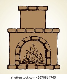 Old Russian stove. Vector drawing