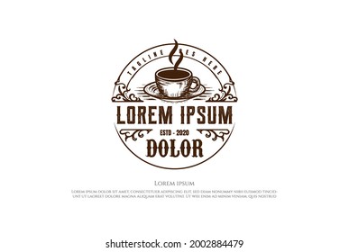 Old Rustic Coffee Mug Cup For Cafe Restaurant Bistro Logo Design Vector