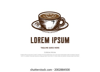 Old Rustic Coffee Mug Cup For Cafe Restaurant Bistro Logo Design Vector