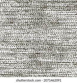 Old rustic fabric, knitted from cotton or other fibers. Rough towel texture. Grunge graphics in black and white.