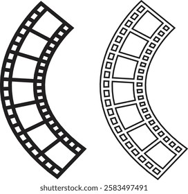 Old rustic movie film textured effect horizontal black line and flat vector isolated on transparent background or wallpaper with borders as movie or retro camera reel design on both sides image.