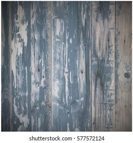 Old rustic weathered wooden plank wall painted blue, paint peel texture. Use for your design. presentations, etc. wooden texture, vector Eps10 illustration.