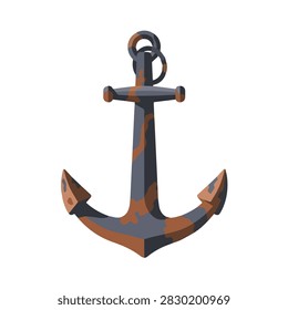 Old Rusty Iron Anchor Isolated on White Background for Maritime and Nautical Design Elements