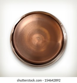 Old rusty metal button, vector icon