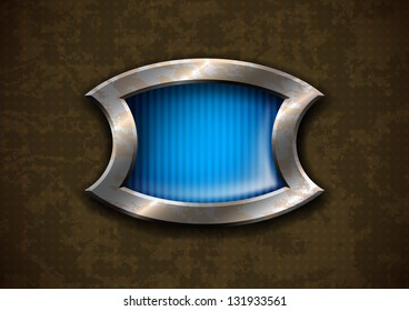 Old rusty metal frame with blue light